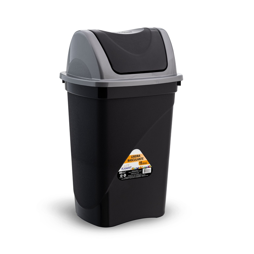 Kit 4 Lixeiras Basculantes 15L Reforçada Multiuso Cozinha Banheiro