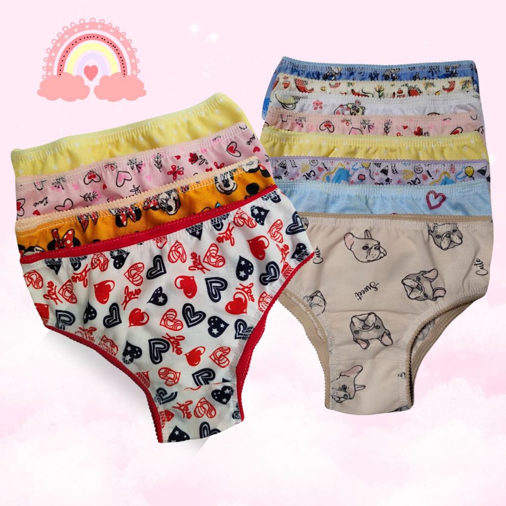 Kit  com 10 15 ou 20 pçs Calcinha Infantil Menina 100% Algodão Tradicional Estampas Sortidas