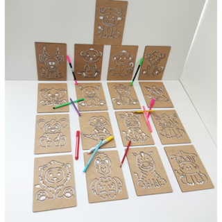 Kit 17 Moldes Placas Estêncil em MDF 3mm Safari Animais com Caixa em Oferta na Shopee