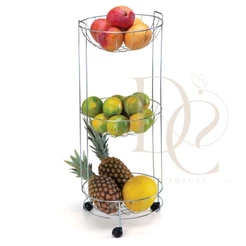 Fruteira de Chão Organizadora Tripla com Rodinhas para Cozinha