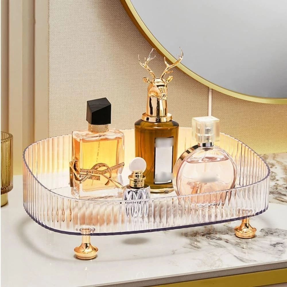 Organizador de Mesa Multiuso Bandeja Transparente Ideal Para Perfumes Cosméticos Maquiagem