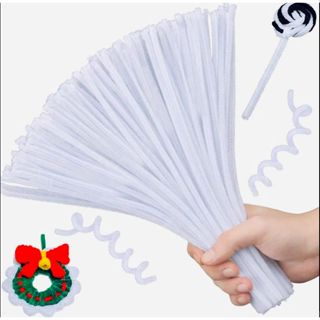 Haste De Chenille branca 30cm 100/ 200 Unidades Para artesanato,  Decoração, Limpador de Cachimbo, Cabelo Maluco em Oferta na Shopee