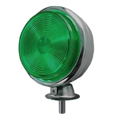 Lanterna Cromada Foguinho Bojuda Carcaça Ferro para caminhão Verde