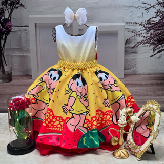 VESTIDO INFANTIL TEMATICO ANIVERSÁRIO LUXO DA MAGALI em Oferta na Shopee