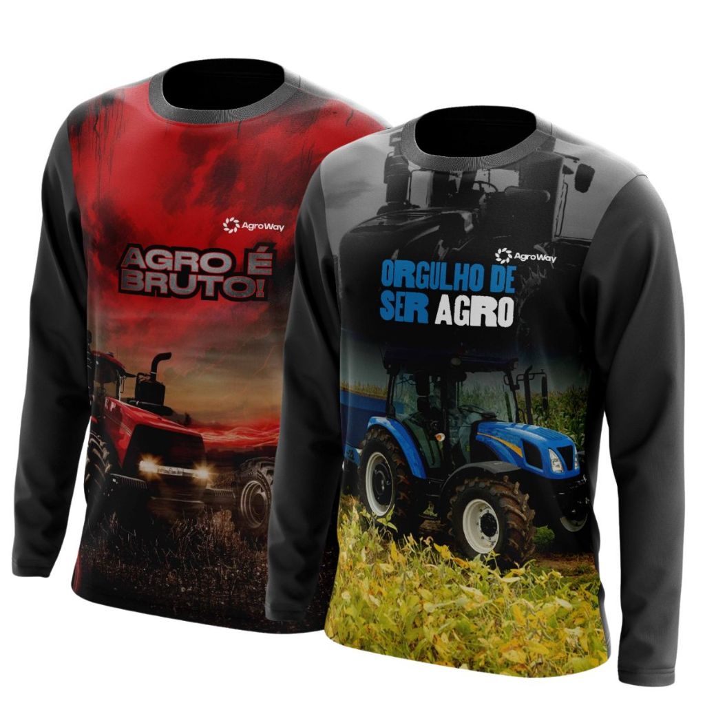 Kit 2 Camisa Camiseta Proteção Solar Uv Agro Bruto Orgulho Força Terra Plantio Colheita Milharal
