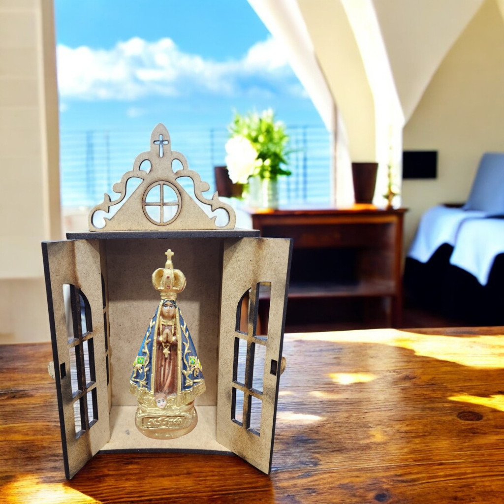 Imagem Nossa Senhora Aparecida beato resina oratorio capela escultura padroeira protetora catolico padroeiro protetor