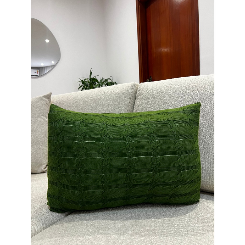 Capa De Almofada Trança Decorativa Tricot 60x40 Sofa Cama