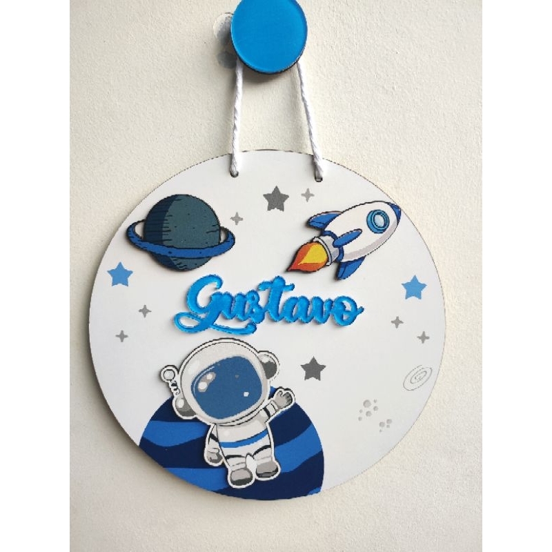 Enfeite Porta maternidade 3d Personalizado Astronauta Planetas