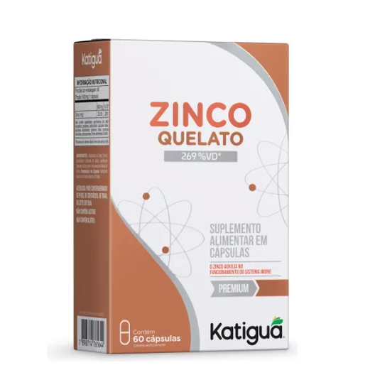 Zinco Quelato 60 Capsulas - Katigua Sabor Sem Sabor