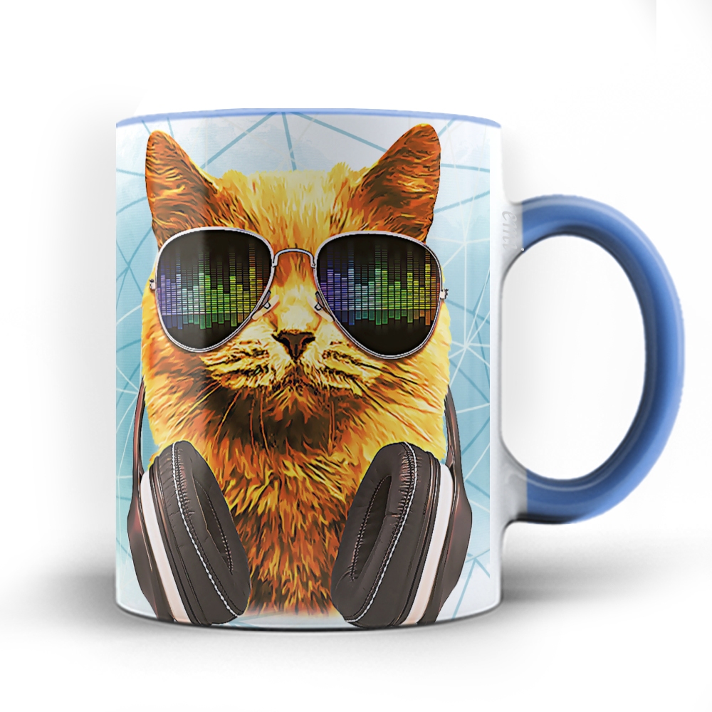 Caneca xicara Cat Dj music Gato gatinho 25