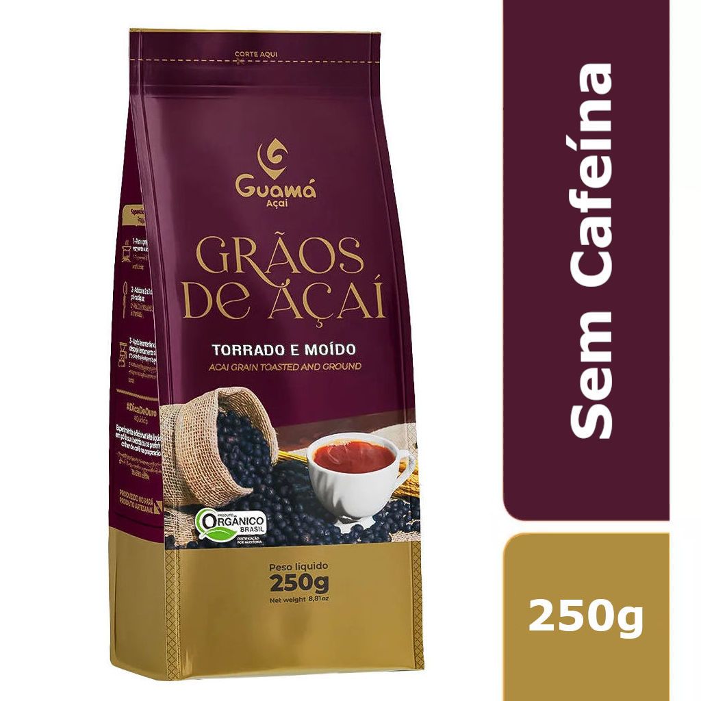 Café Especial Sem Cafeína Guamá Café 250g 100% Grãos de Açaí Torrado e Moído