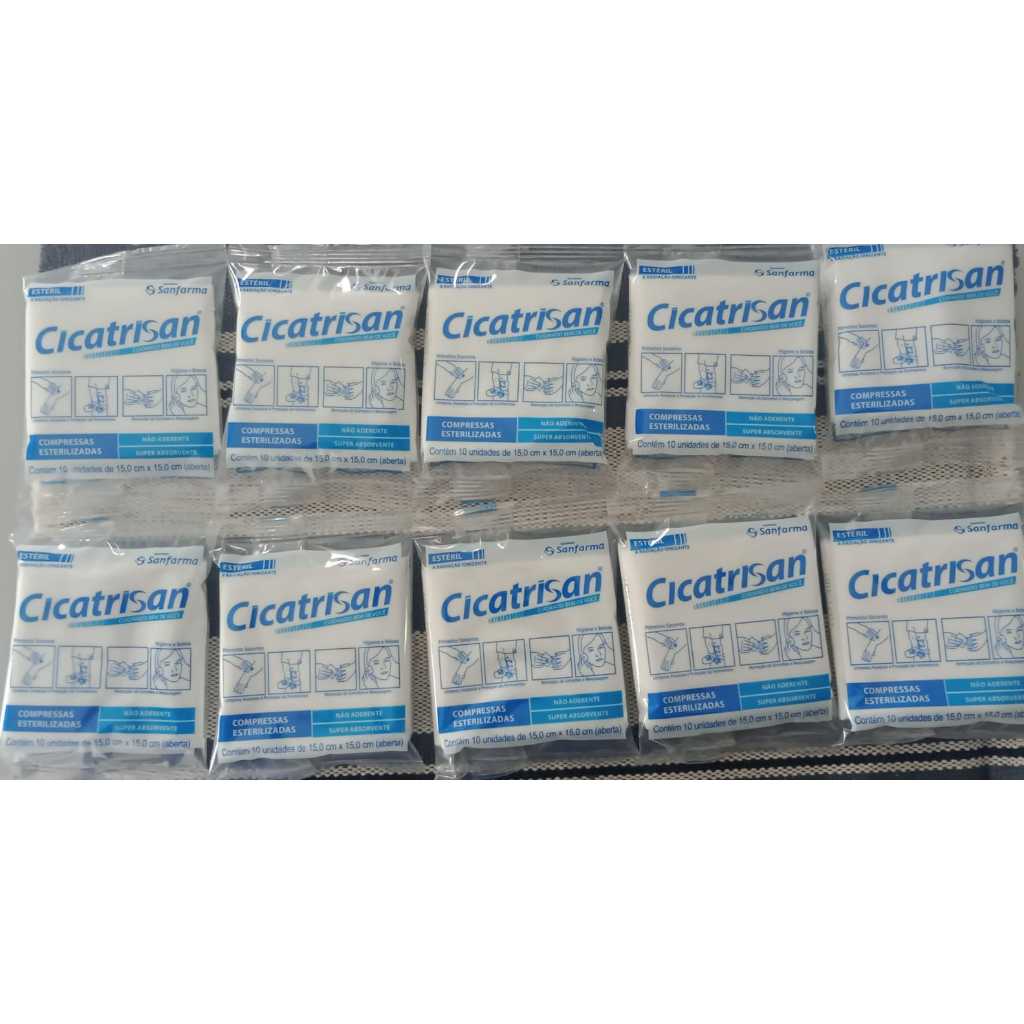 100 UNIDADES DE CURATIVOS ESTÉRIL NÃO ADERENTE 15CM X 15CM CICATRISAN