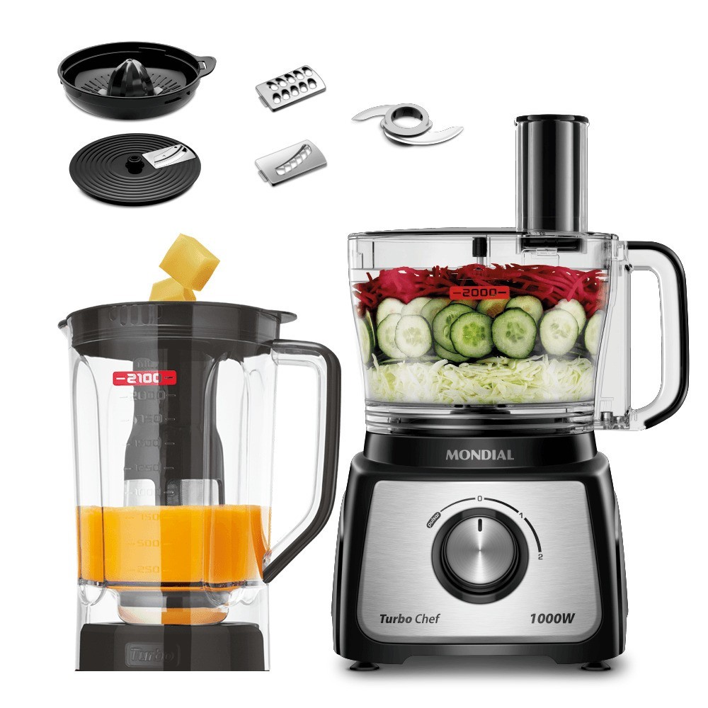 Multiprocessador Turbo Chef 7 em 1 Mondial 1000W MPN-01-BE 220V