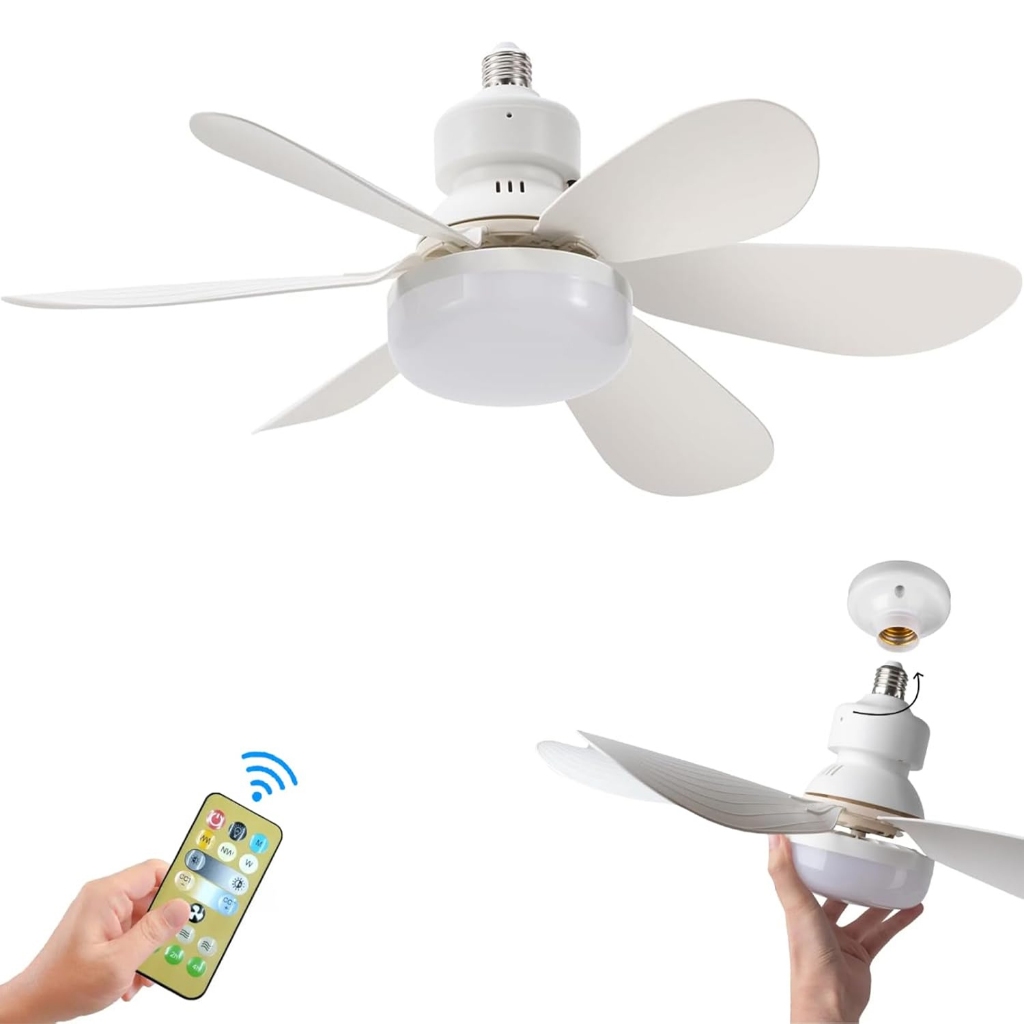 Ventilador de teto Com Luz para Pequenos Espaços (6 Hélices) Controle Remoto Bivolt LED 110V-220V