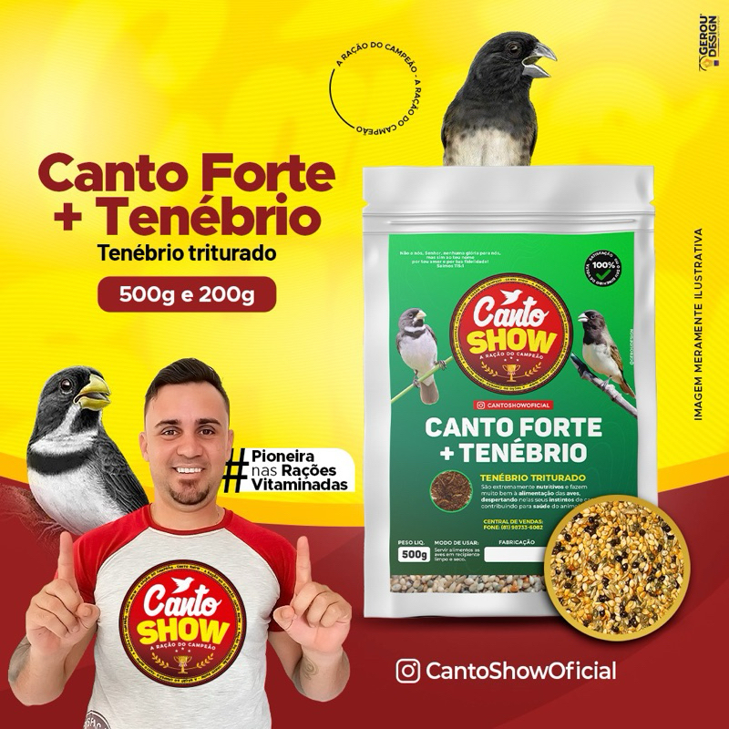 Canto show - Canto forte + tenebrio 500g - papa capim e coleiro