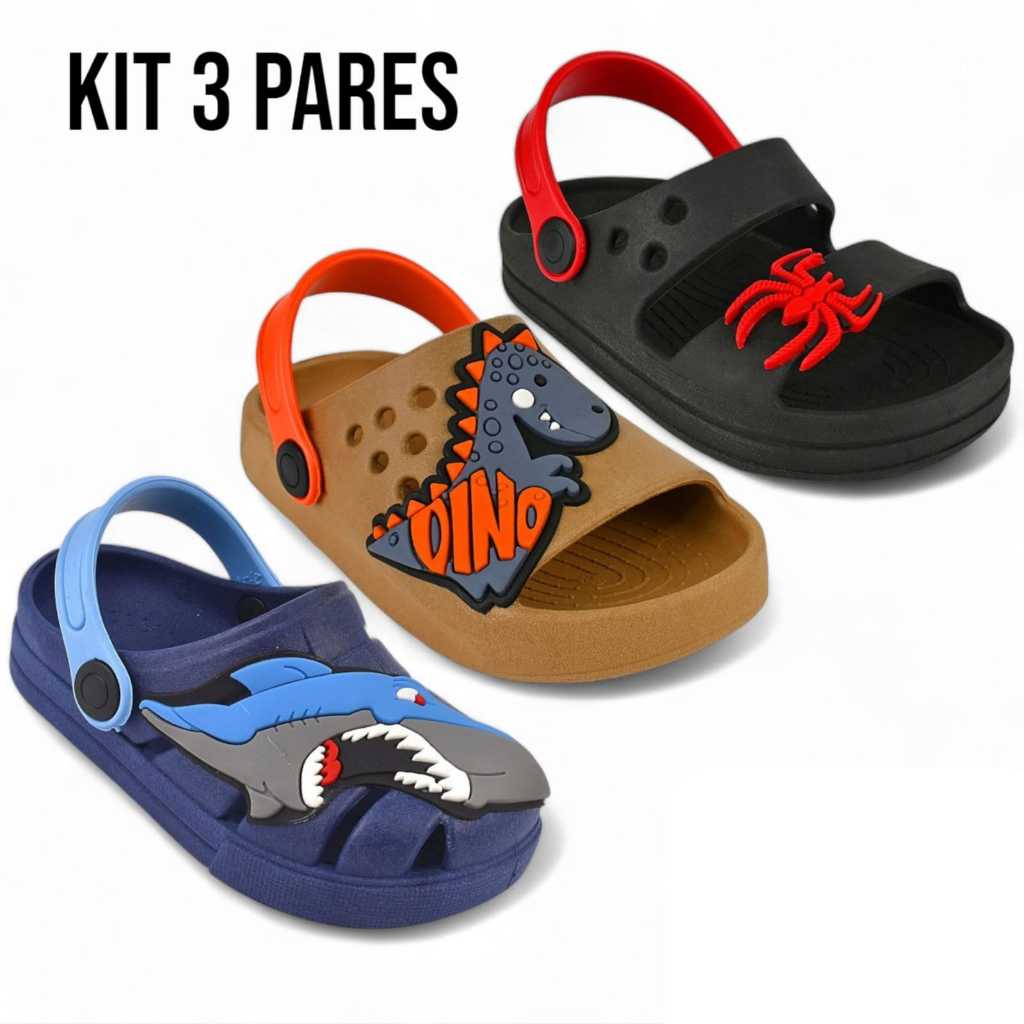Kit 3 pares de sandalias infantil menino.Confortavel.Volta as Aulas.Drika Calçados em Oferta na Shopee