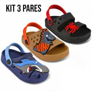 Kit 3 pares de sandalias infantil menino.Confortavel.Volta as Aulas.Drika Calçados em Oferta na Shopee