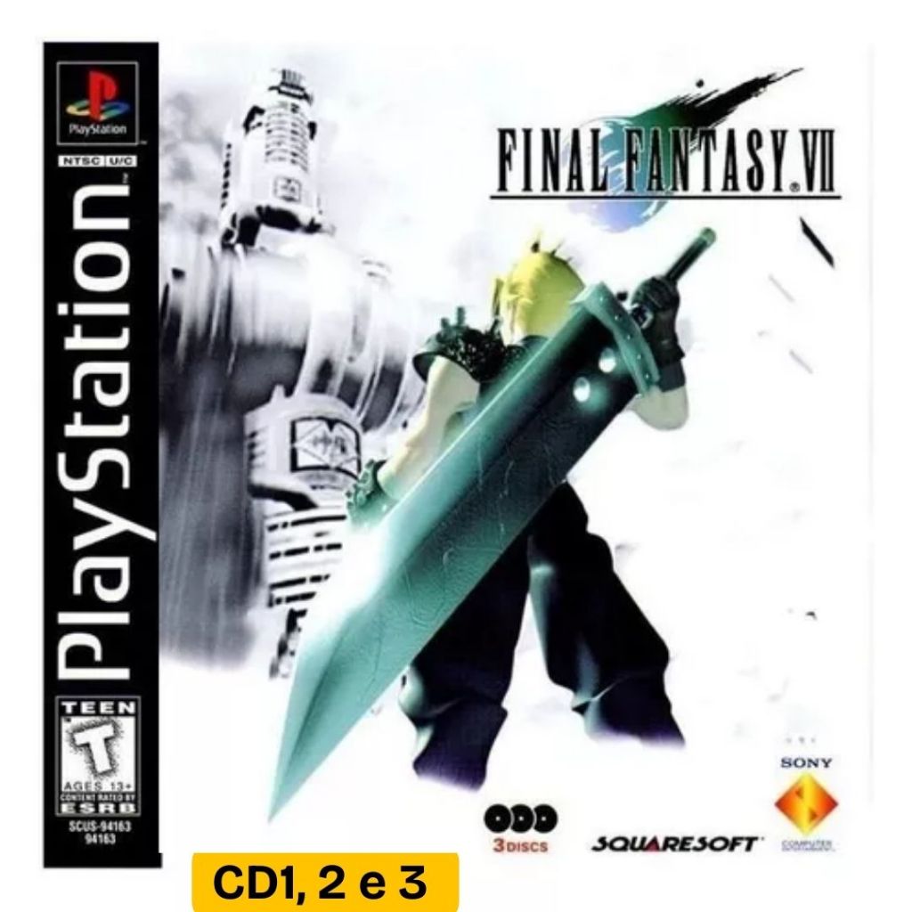 Jogo Final Fantasy VII CD1, 2, e 3 PS1 One Playstation 1 Mídia De Altissíma Qualidade UP!!!