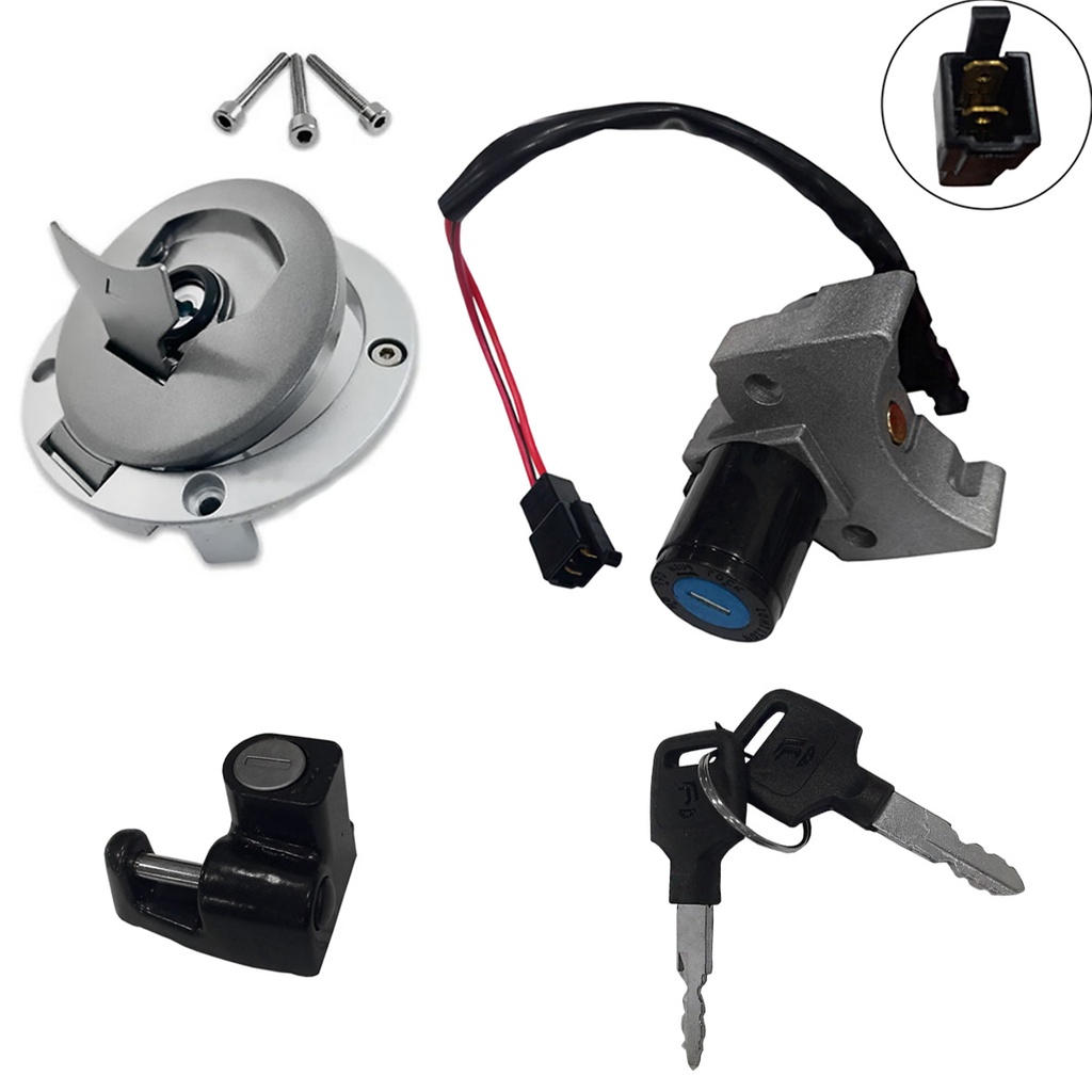 Kit Chave Ignição Xre 190 16 À 19 Miolo Contato + Tampa + Trava Capacete Completo.