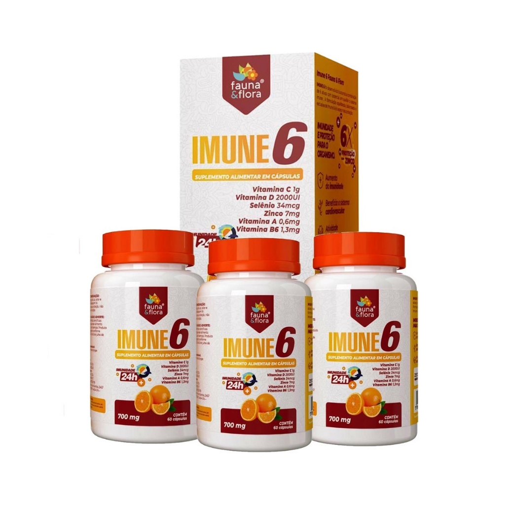Kit Imune 6 3x Complexo 820mg Fortalece Defesas C D3 A Zinco
