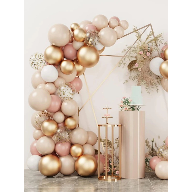 Kit Arco - 25 Balões Marfin Tam9 + 25 Dourado Tam5 + 10 Rose Tam9 + 5 Cristal Tam9 +Fita 5 mt em Oferta na Shopee