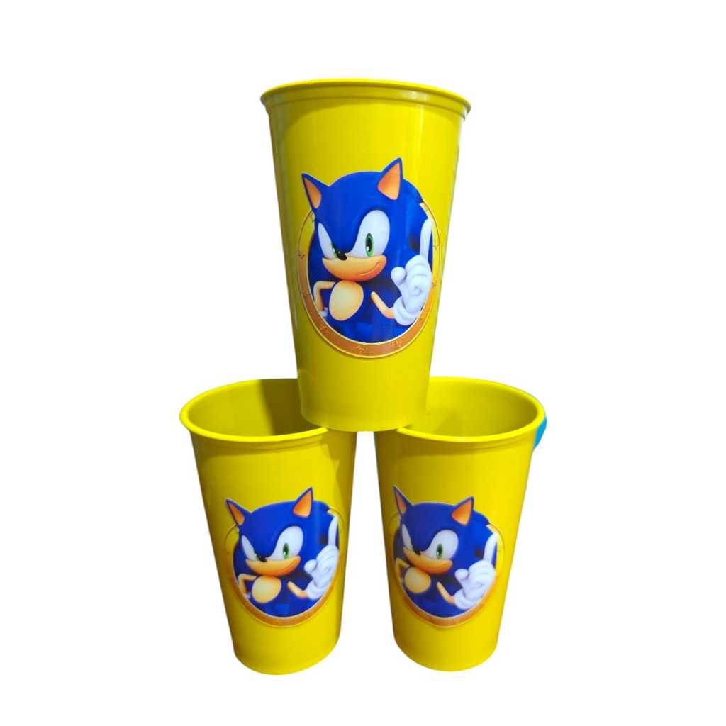 Kit Festa SONIC  Infantil,Canecas 350 ml,Personalizados com Adesivo em vinil a Prova d'agua. em Oferta na Shopee