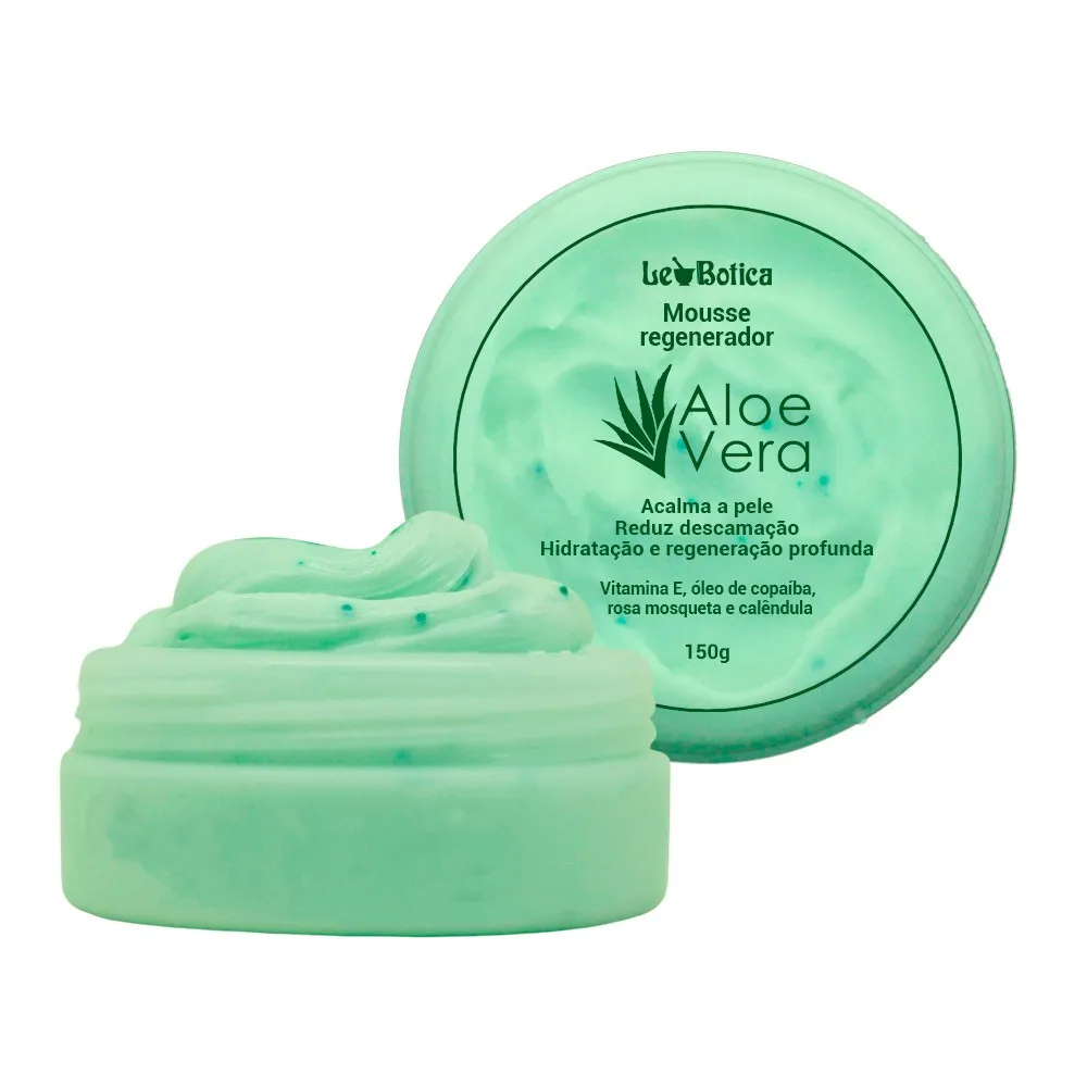 Mousse Regenerador Aloe Vera - Hidratação e Reduz Descamação Reneração Profunda Com Vitamina E 150g