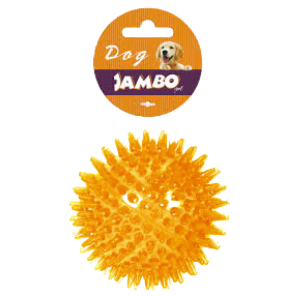 Brinquedo Para Cães Bola TPR Com Espinho e Som - Mordedor Para Cachorro Jamboo