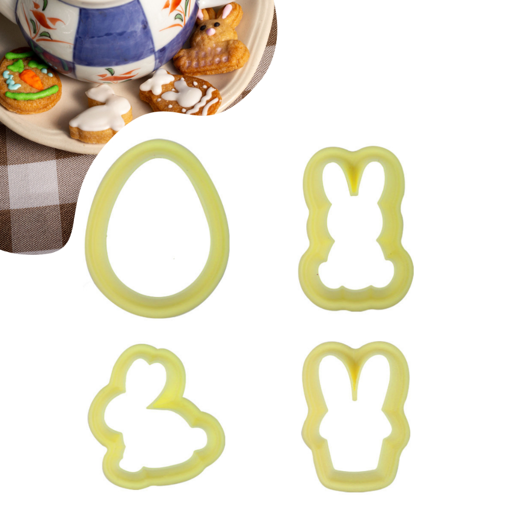 Cortador Pascoa Brilhante Biscoito Pasta Biscuit Massa 4un Confeitaria Brigadeiro Doce Coelhinho