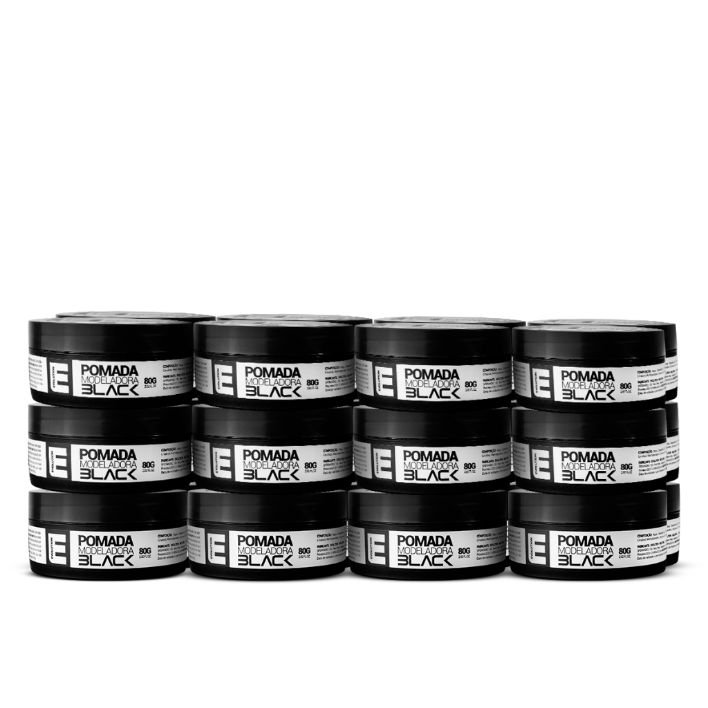6 PASTA MODELADORA BLACK EVOLUTION BARBER 80gr - MODELADORA COM PIGMETAÇÃO PRETA