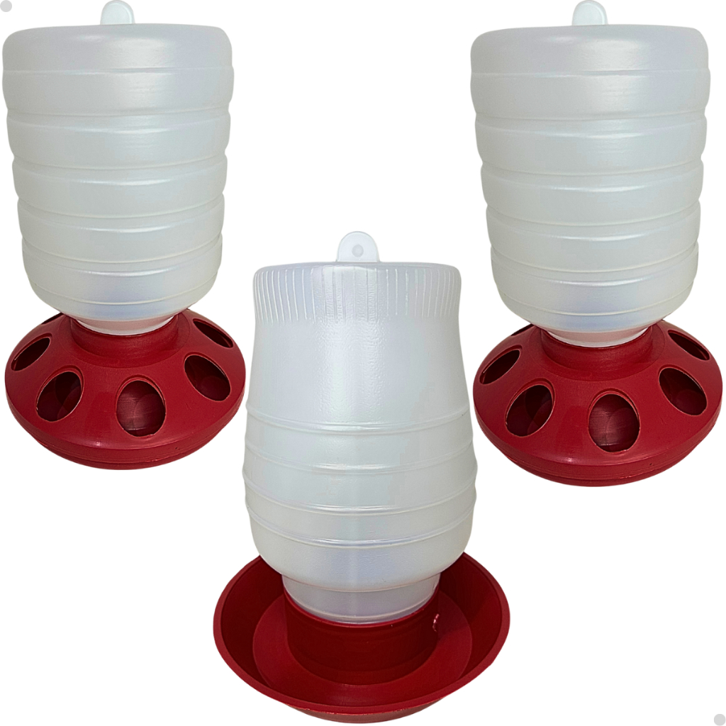 Kit 2 Comedouro 1 Bebedouro Galinhas Aves Codornas Automático 1,5kg E 2L