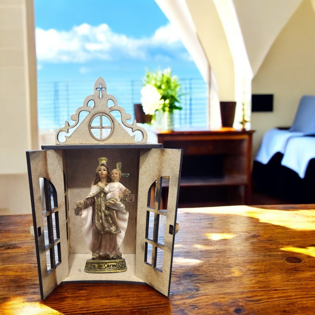 Imagem Nossa Senhora do Carmo resina oratorio capela escultura padroeira protetora catolico padroeiro protetor