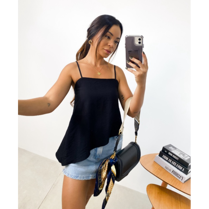 Blusa assimétrica Feminina Duna Moderna Bico Diagonal Alcinha Modinha em Oferta na Shopee