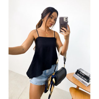 Blusa assimétrica Feminina Duna Moderna Bico Diagonal Alcinha Modinha em Oferta na Shopee