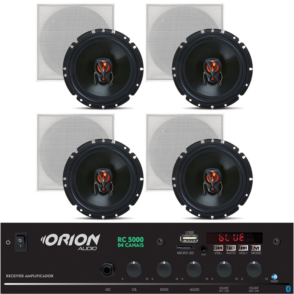Kit Receiver Som Ambiente Rc5000 + 4 Arandelas Jbl Branca em Oferta na Shopee