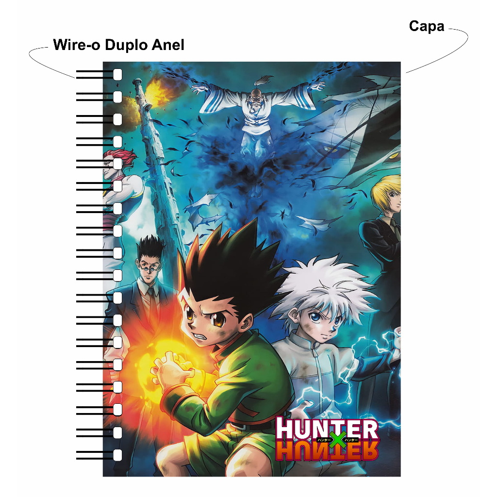 Caderno Universitário Hunter x Hunter 1 Matéria Wire-o Capa Dura Alta Qualidade Fan Made Anime Mangá