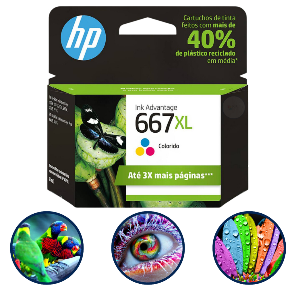 Cartucho De Tinta Hp Hp 667 Xl Colorido Cor Colorida Do 8 Ml