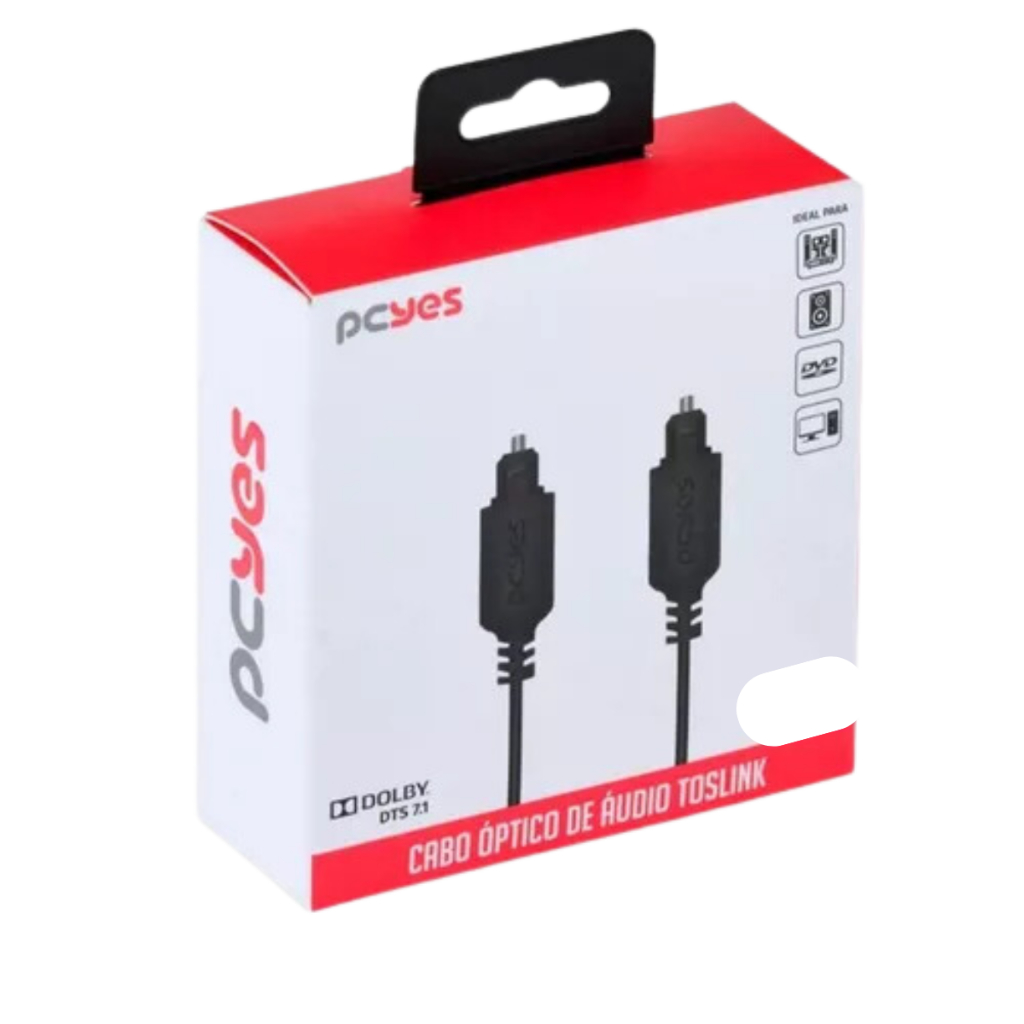 Cabo Digital Óptico Pcyes Pod-1 Toslink 1m Para Áudio