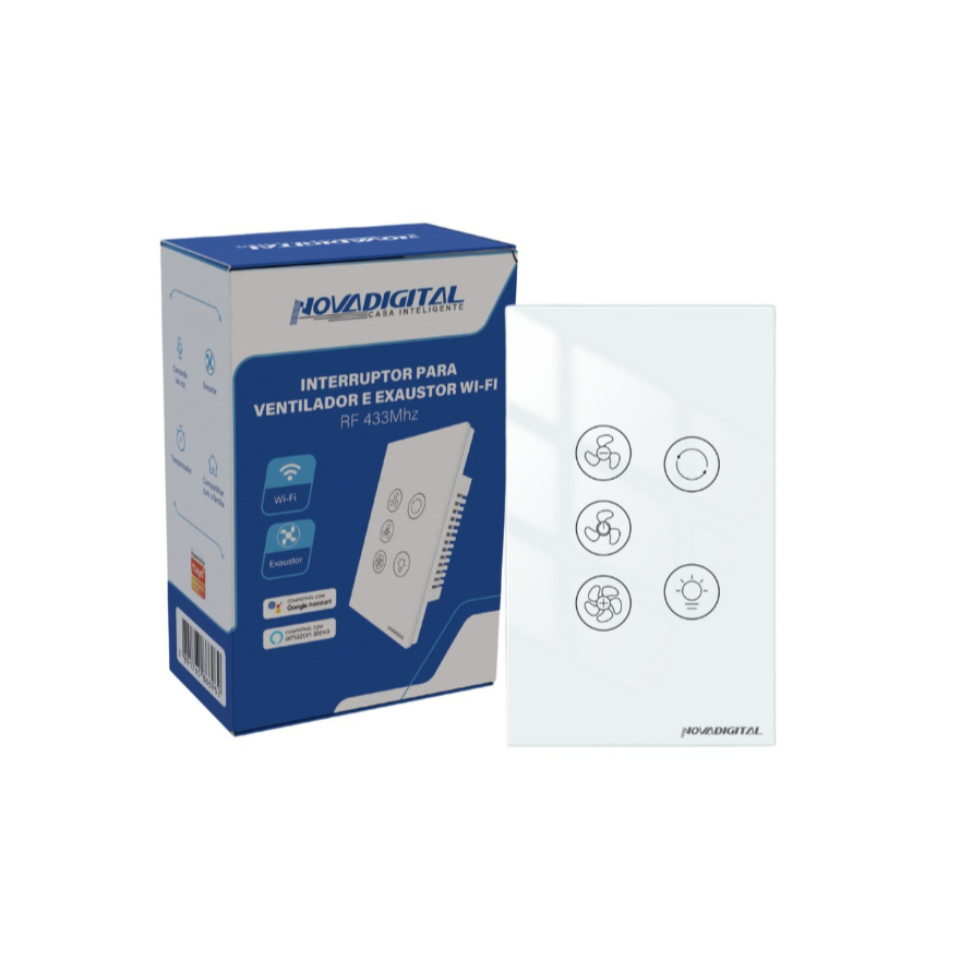 Interruptor Wifi Para Ventilador De Teto Exaustor e Luz Smart Tuya Nova Digital