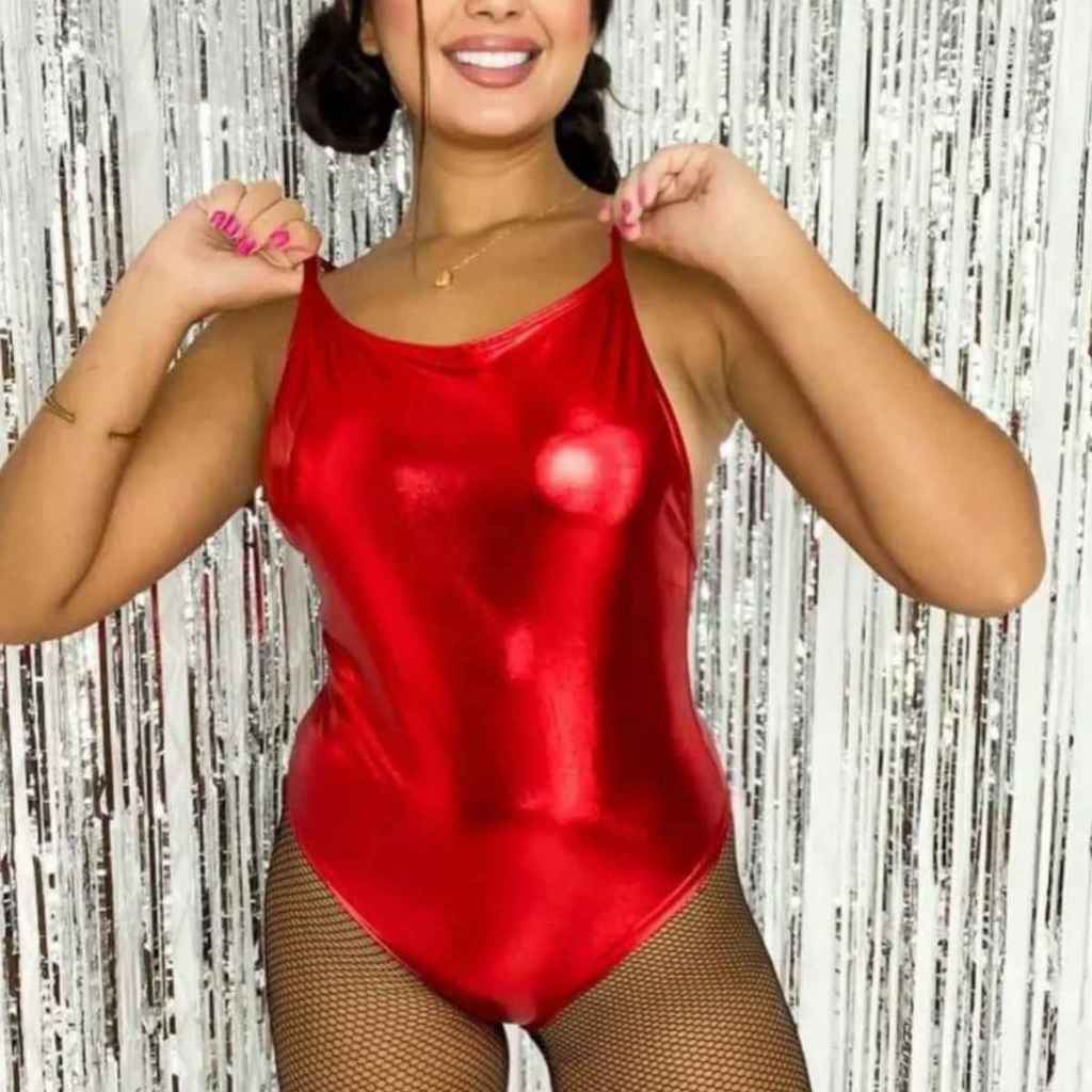 Boddy Metalizado Carnaval Moda Feminina Para Festa Tendencia Blogueira em Oferta na Shopee