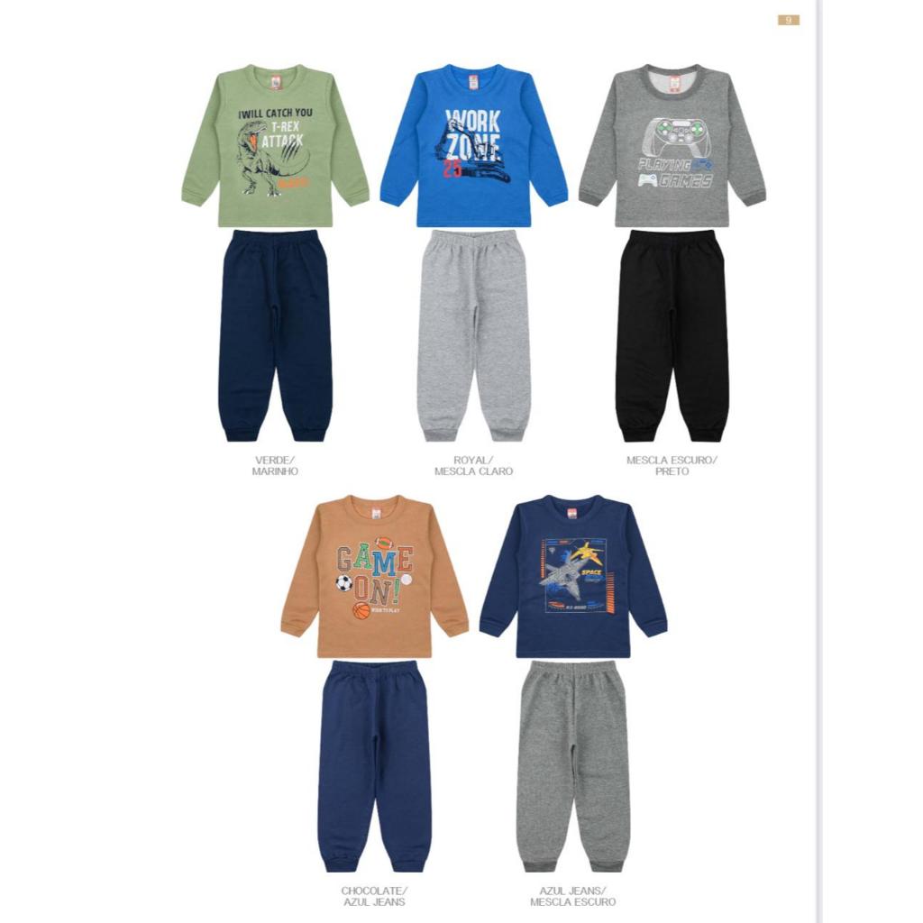 Kit Conjunto 4 peças Infantil de Inverno Masculino e Feminino 2 casacos + 2 Calça Moletom Tamanho Do 1 ao 8