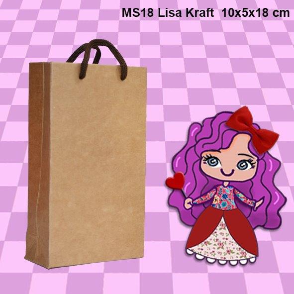 Sacola MS18 em papel Lisa Branco/Kraft 250GR - 10x5x18 cm- Pacotes com 10 unidades