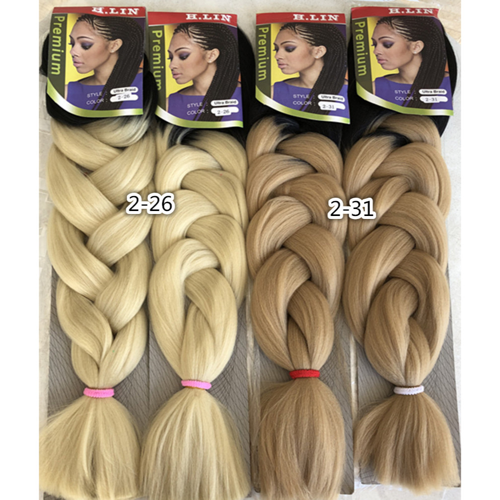 Jumbo 2-16 - Cabelo Kanekalon Tranças Box Braid Twist Cor preto com ombre hair californiana loiro mel