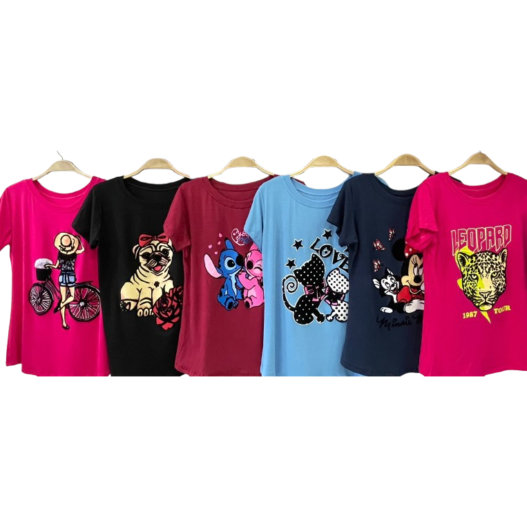Kit 5 T-shirts Flocado/Estampado - Estampas Variadas e Conforto