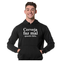Moletom Masculino Cerveja Faz Mal Frase Humor Divertida Blusa de Frio Canguru com Capuz 100% Algodão