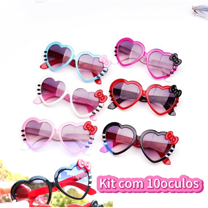 Kit 10 Óculos Coração cato Infantil Festa Aniversário Criança UV400 2025