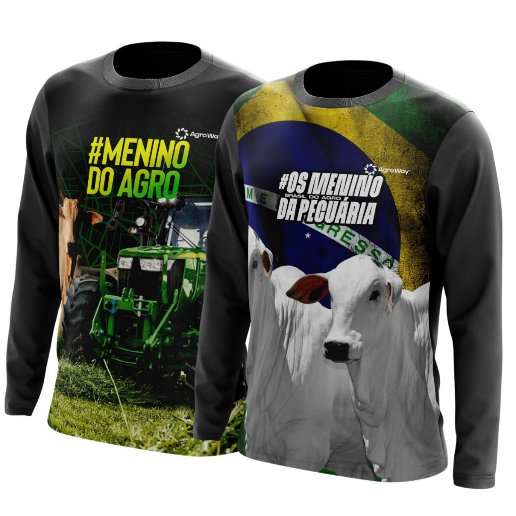 Kit 2 Camisa Camiseta Agro Pecuária Boi Gado Trator Brasil Plantio Agricultura Roça Campo