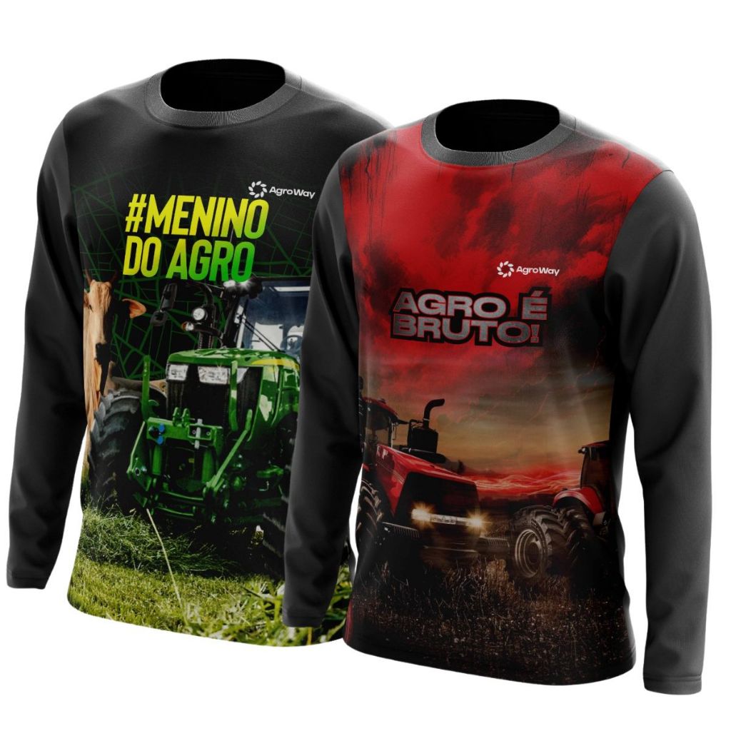 Kit 2 Camisas Camiseta Agro Proteção Solar Uv Térmica Blusa Trator Trabalhar Roça Campo