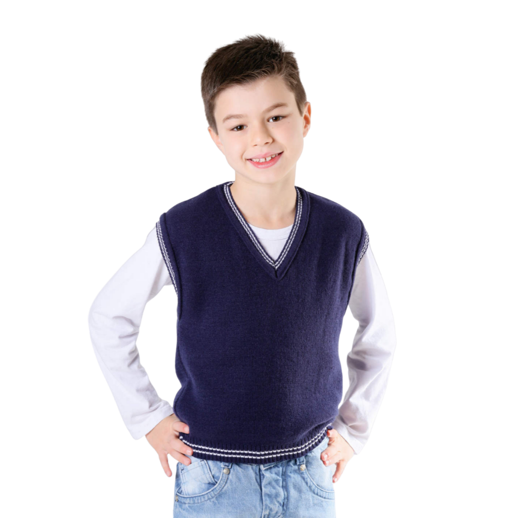 Colete Infantil meninos e meninas liso decote em V confortável e quentinho em Oferta na Shopee