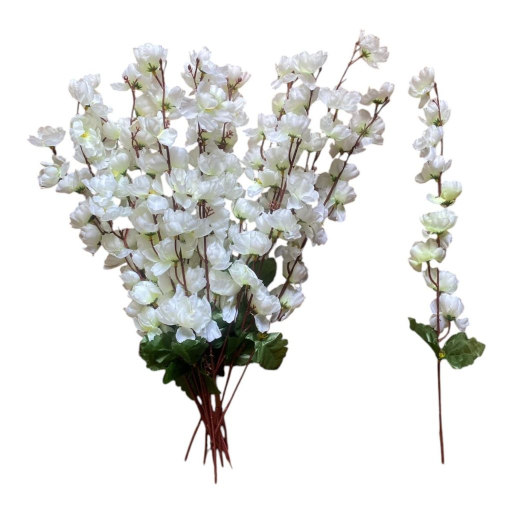Kit 10 Galhos Flor De Pessegueiro Cerejeira BRANCA Artificial 43cm- Decoração Arranjo em Oferta na Shopee